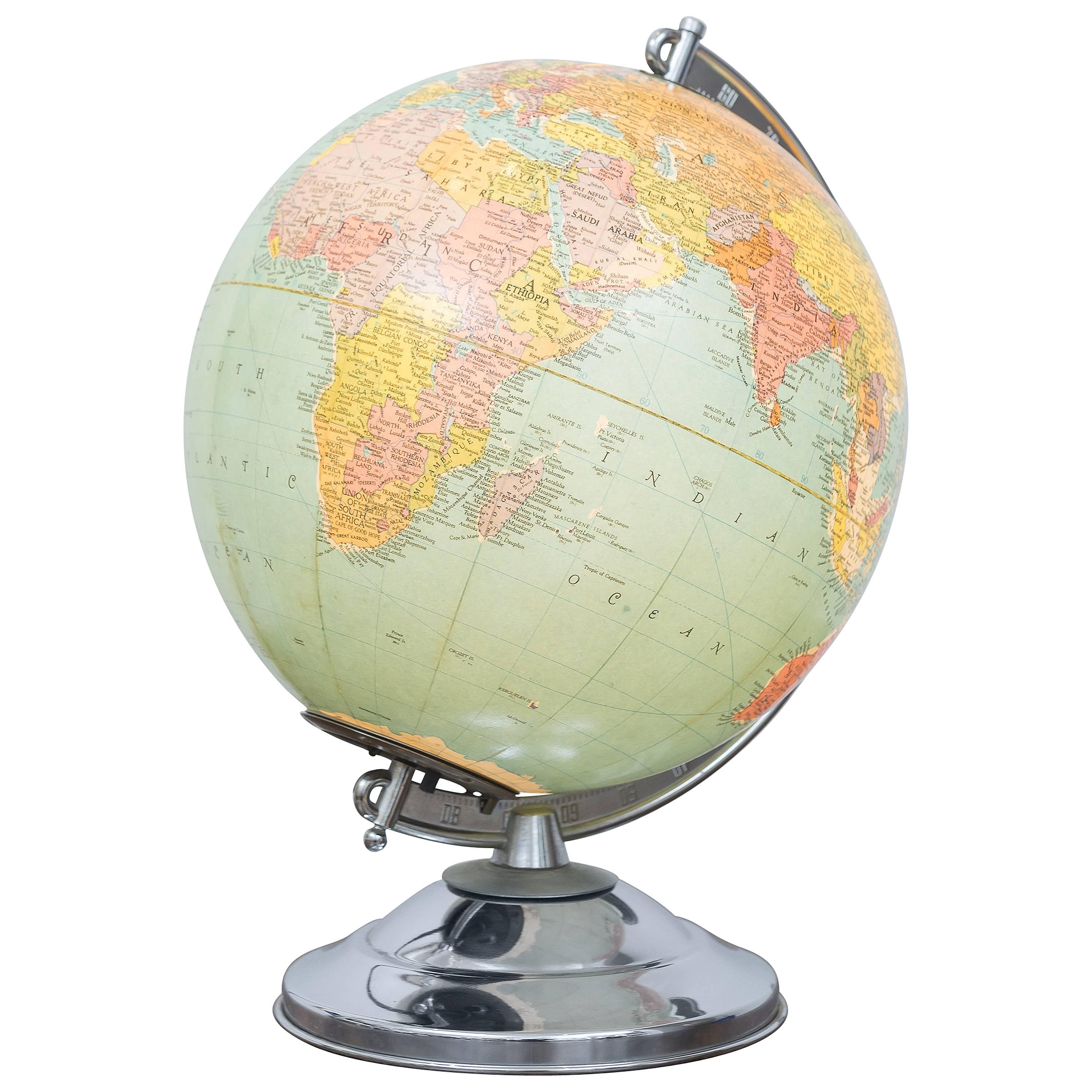 Illuminated Replogle Library Globe For Sale