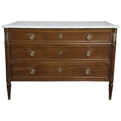 19th Century French Directoire Marble-Top Commode