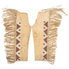 Antique Beaded Native American Leggings, Northern Arapahoe, 19th Century