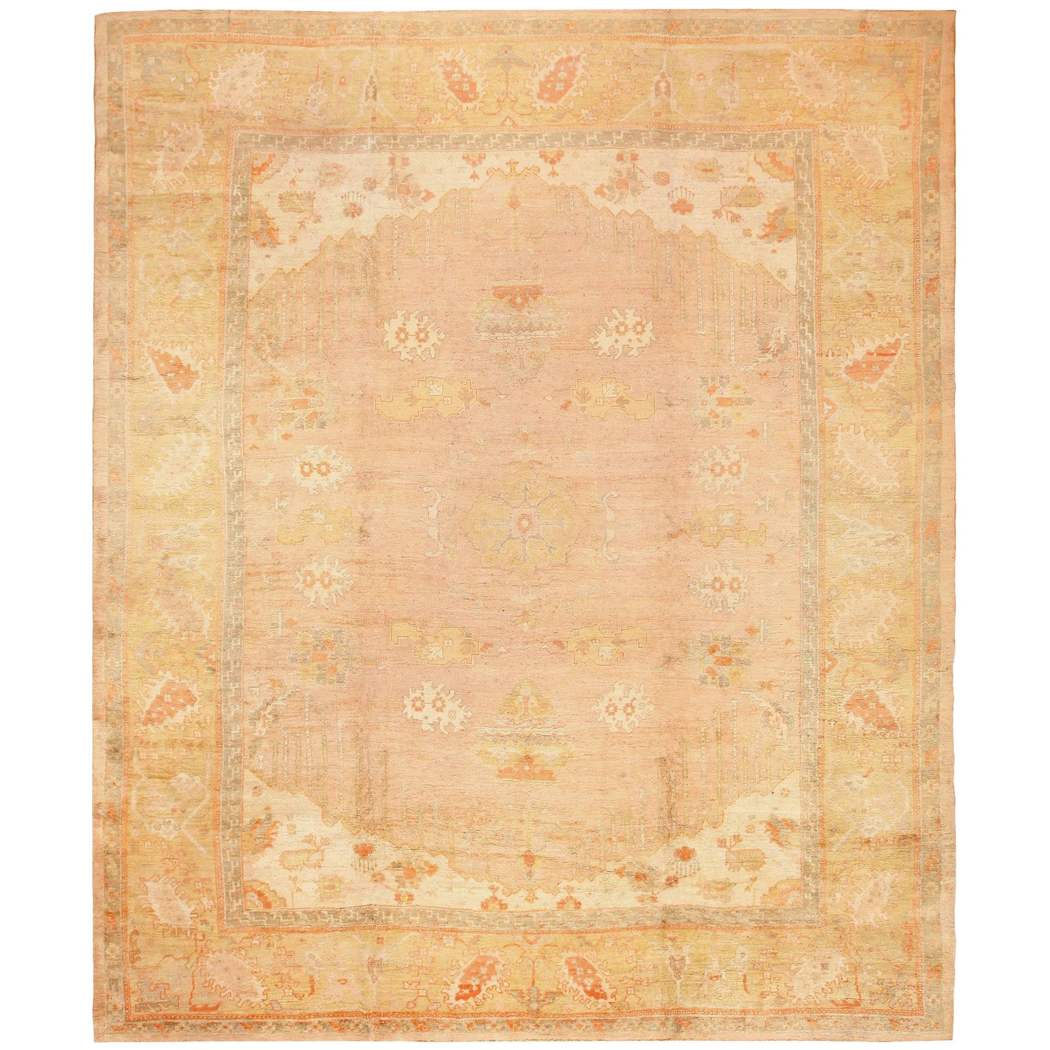 Antique Turkish Oushak Rug. Size: 13 ft 3 in x 15 ft 9 in (4.04 m x 4.8 m)