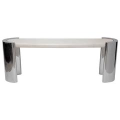 Polished Steel and Parchment Console 2
