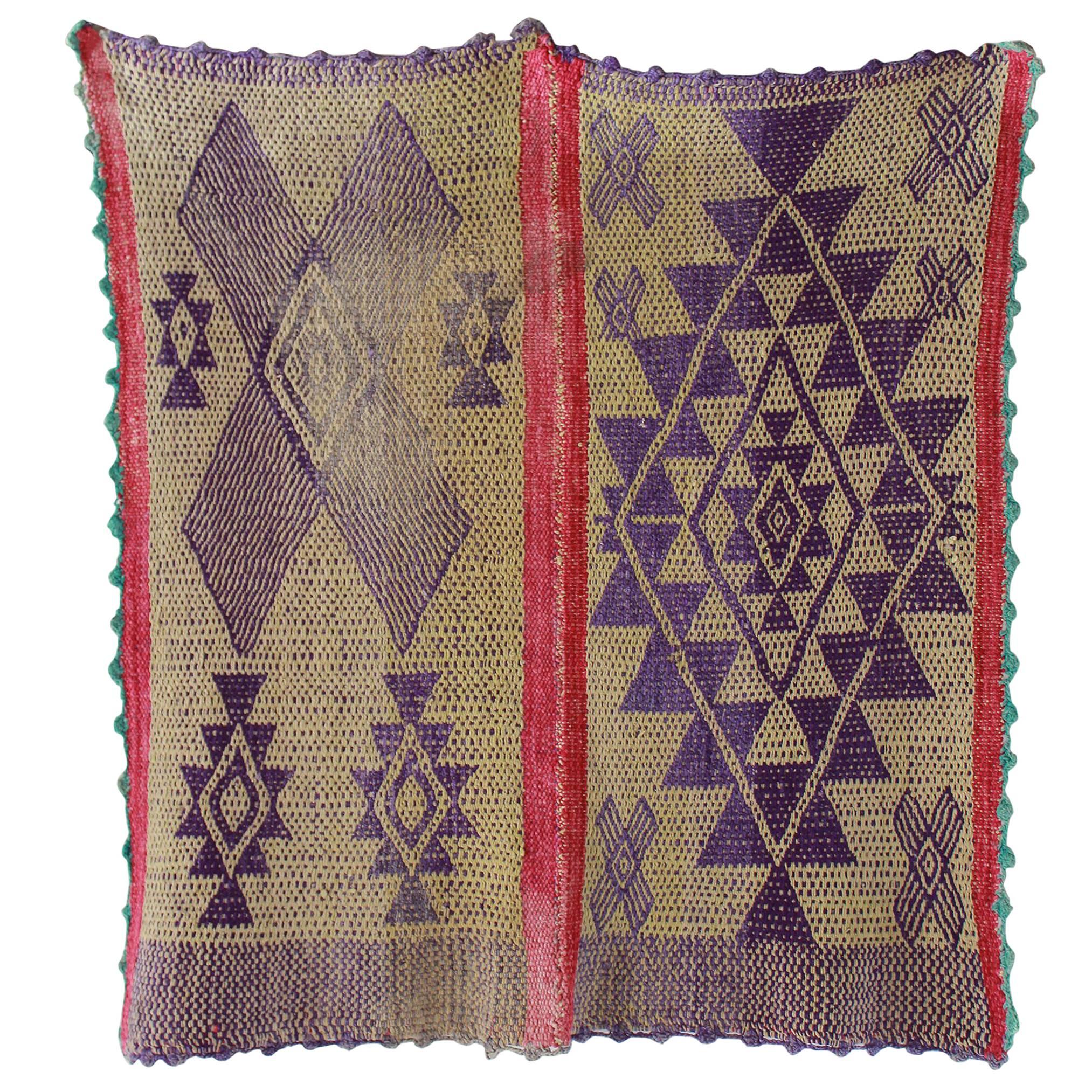 Peruvian Handwoven Textile with Violet Geometric Details