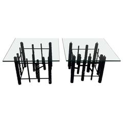 Pair of Paul Evans Style Brutalist Tubular Sculptural Tables 1