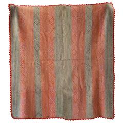 Peruvian Striped Orange Pink and Sage Colored Cuzco Wool Textile