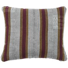 Vintage Ashante African Pillow, Burgundy Red, Gray and Gold