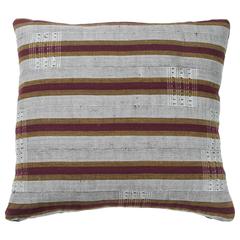 Asoke African Pillow in Burgundy Red, Gray and Gold