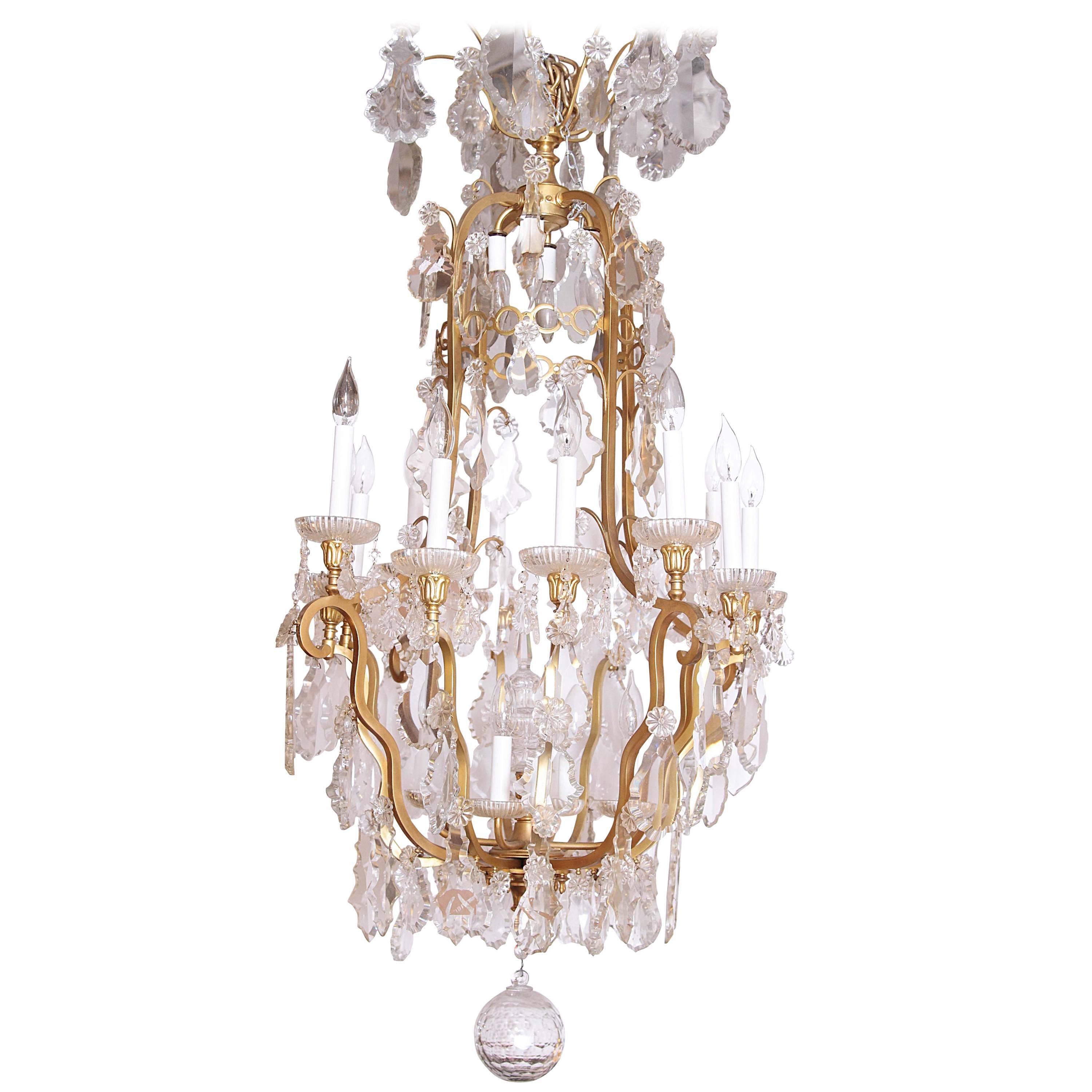 19th Century French Louis XVI Baccarat Cut Crystal Chandelier