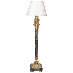 Antique 19th Century Empire Marble and Gilt Bronze Floor Lamp