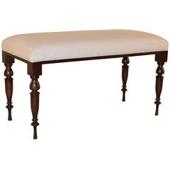 19th Century English Mahogany Upholstered Bench 11