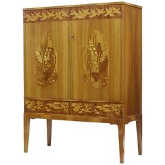 Art Deco Inlaid Walnut Sideboard Cabinet