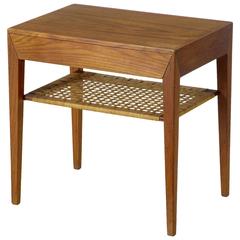 1960s Danish Teak and Cane Work Side Table
