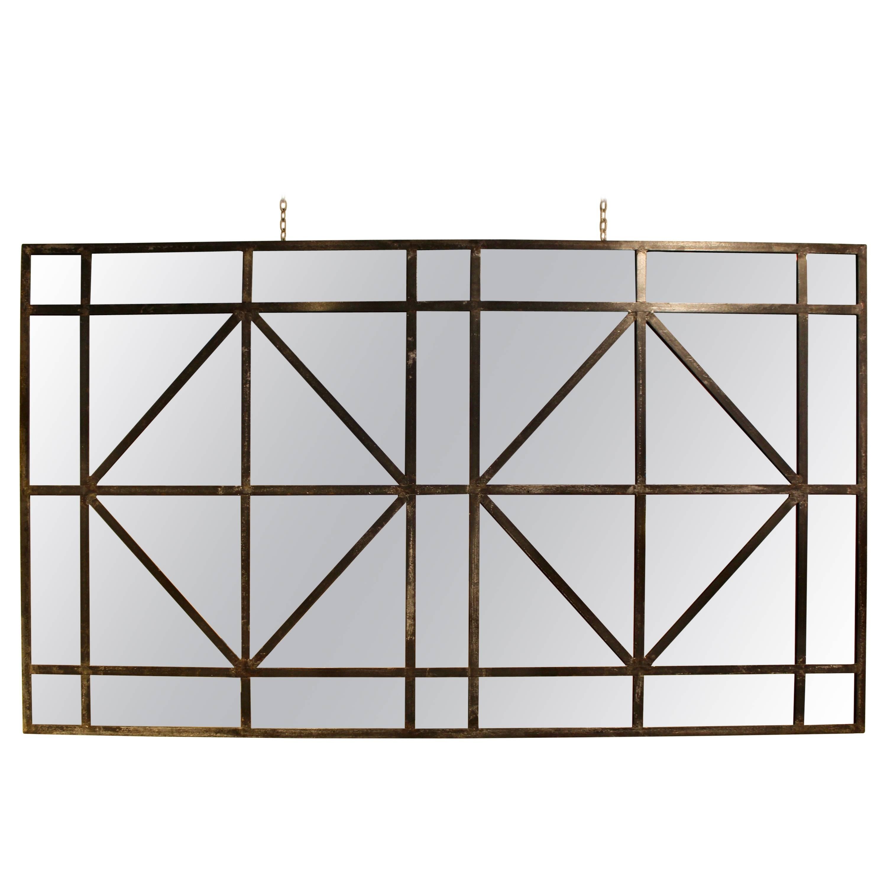 Large Industrial Window Frame Mirror