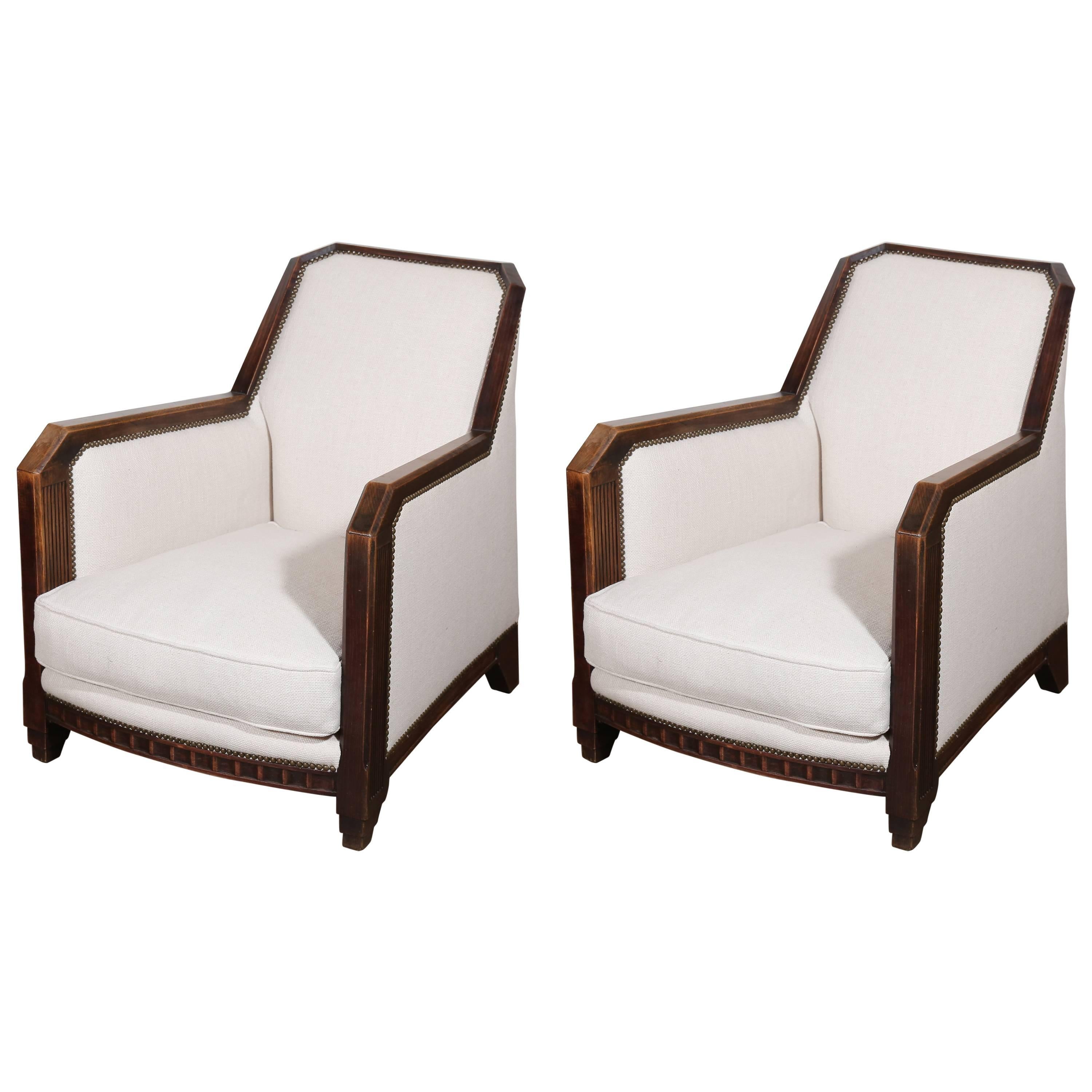 Pair of French Deco Club Chairs