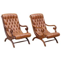 Pair of Tufted Leather Chairs