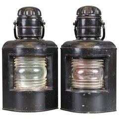 Pair of Port and Starboard Lanterns, Painted Black Finish