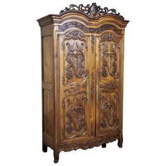 18th Century Country French Normandie Applewood Armoire