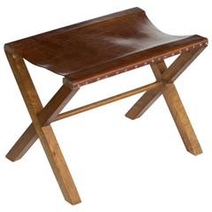 Vintage French Leather Stool