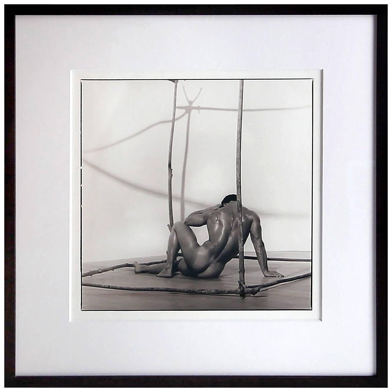 Early Silver Gelatin Print by Photog Blake Little 'Untitled 'Man in Cube', 1990 For Sale