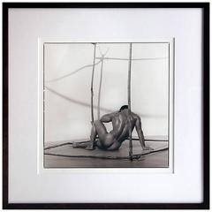 Vintage Early Silver Gelatin Print by Photog Blake Little 'Untitled 'Man in Cube', 1990