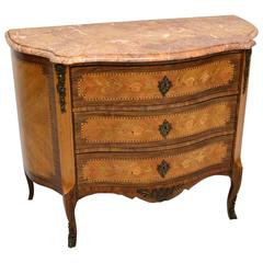 Antique Swedish Kingwood and Rosewood Marble-Top Commode