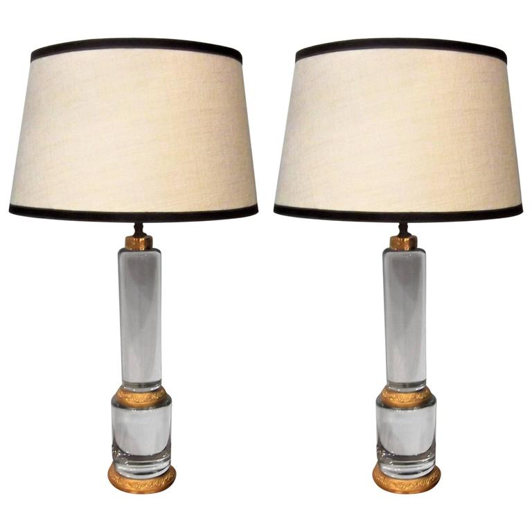 Pair Of Solid Crystal Column Lamps For At 1stdibs Pair Of Solid Crystal Column Lamps For