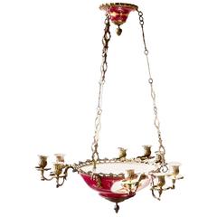 Early 1800s French Sèvres Porcelain Regency Empire Chandelier