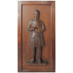 1900s Hand Carved Scotsman Tobacco Store Panel