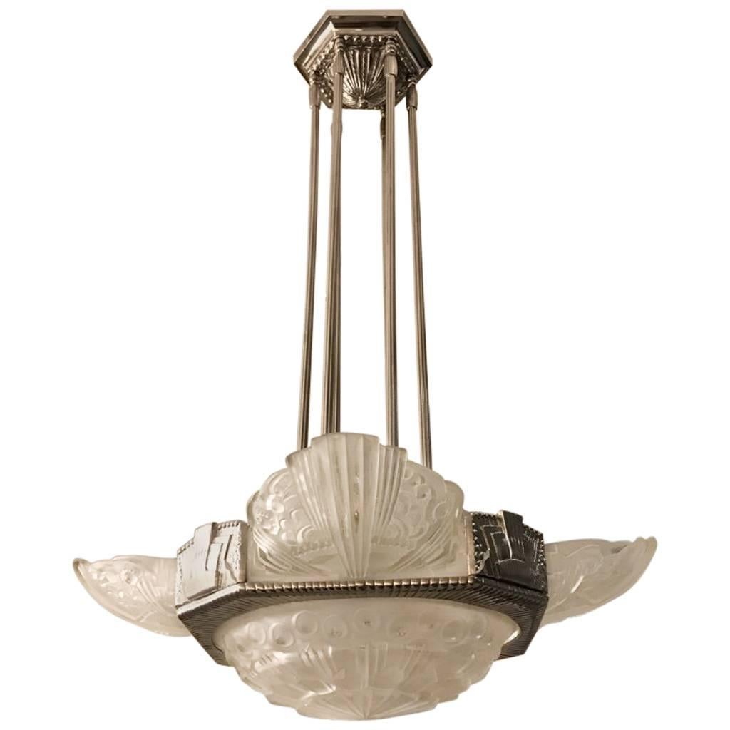 French Art Deco Chandelier by Georges Leleu