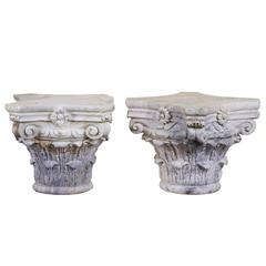 Italian Classical Style Carved Marble Corinthian Capitals