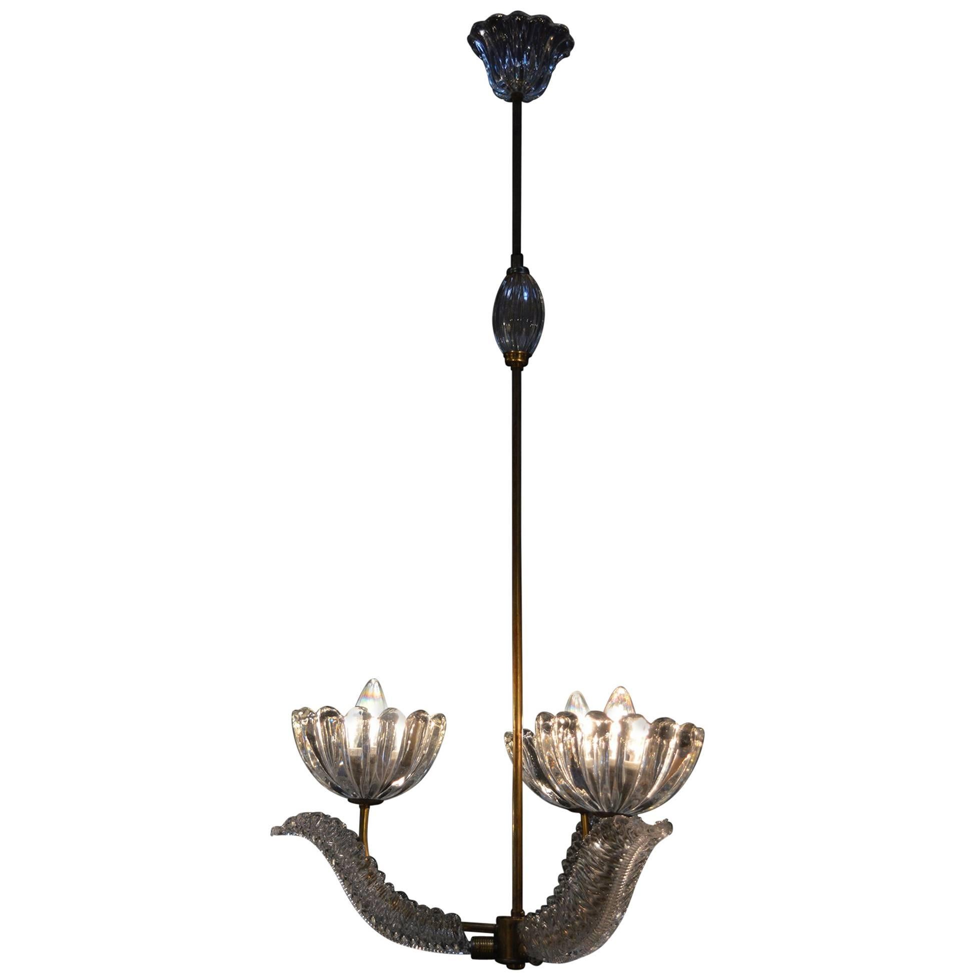 Barovier Glass Chandelier with Bells and Leaves