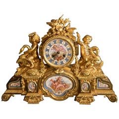Sèvres Porcelain with Doré Bronze Clock