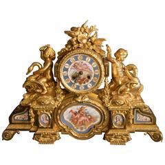 Sèvres Porcelain with Doré Bronze Clock 6