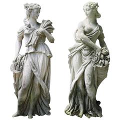 Large Vintage Pair of Portland Cement Garden Figures 10