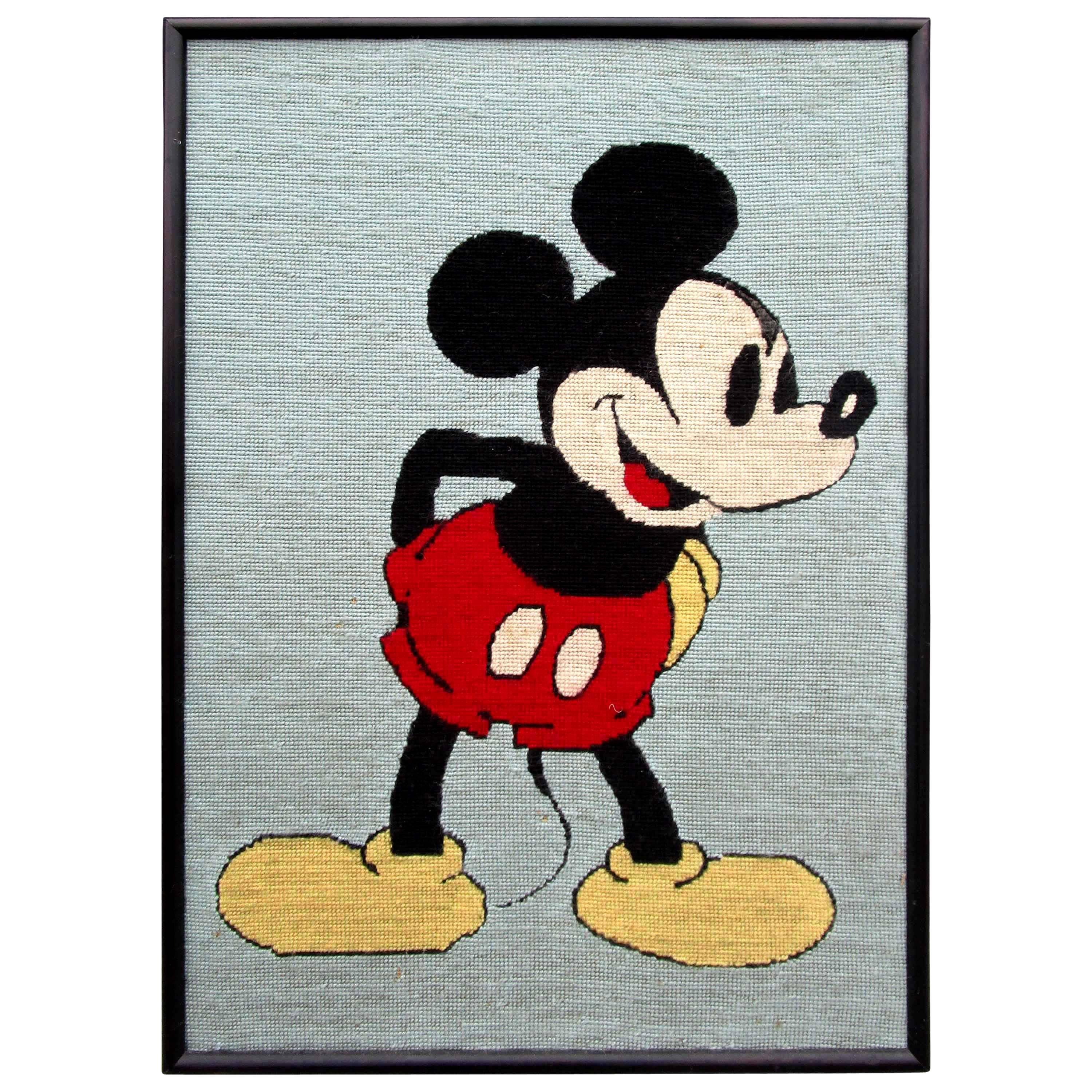 Framed Mickey Mouse Disney Needlepoint Artwork