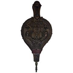 Antique Amazing Italian Hand-Carved 19th Century Fire Bellows