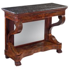 French 19th Century Mahogany Marble-Top Console Table
