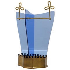 Special Italian Bleu Beveled Tempered Cristal Umbrela Stand by Cristal Art, 1950
