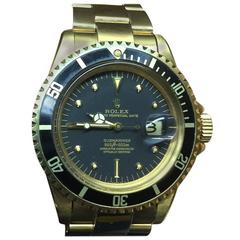 Retro Very Rare Unpolished 18-Karat Rolex Submariner All Original from 1969