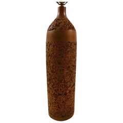 Used Bottle Form Cork and Wood Table Lamp