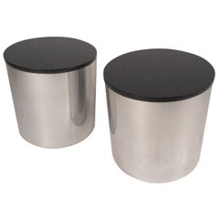 Pair of Marble Top Drum Tables