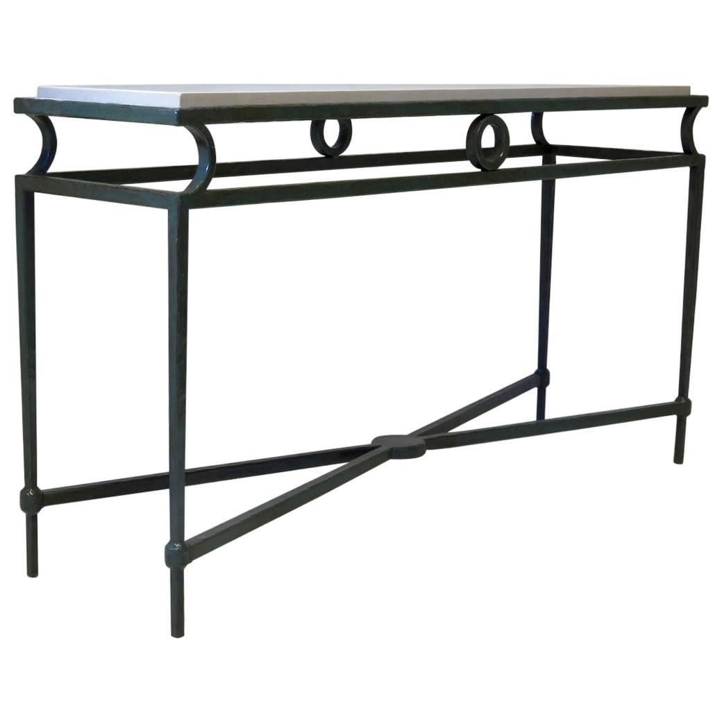 Chic Hammered Iron Art Deco Style Console, France, circa 1950s