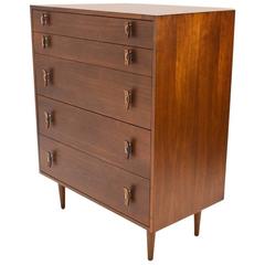 Vintage Five-Drawer Walnut Dresser by Stanley Young for Glenn of California