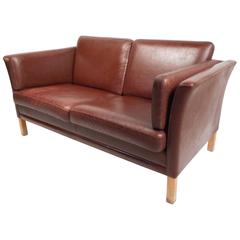 Mid-Century Modern Danish Leather Loveseat 8