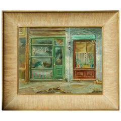 Chicago/Wisconsin Artist Aaron Bohrod Oil Painting, circa 1940s, Shop Windows