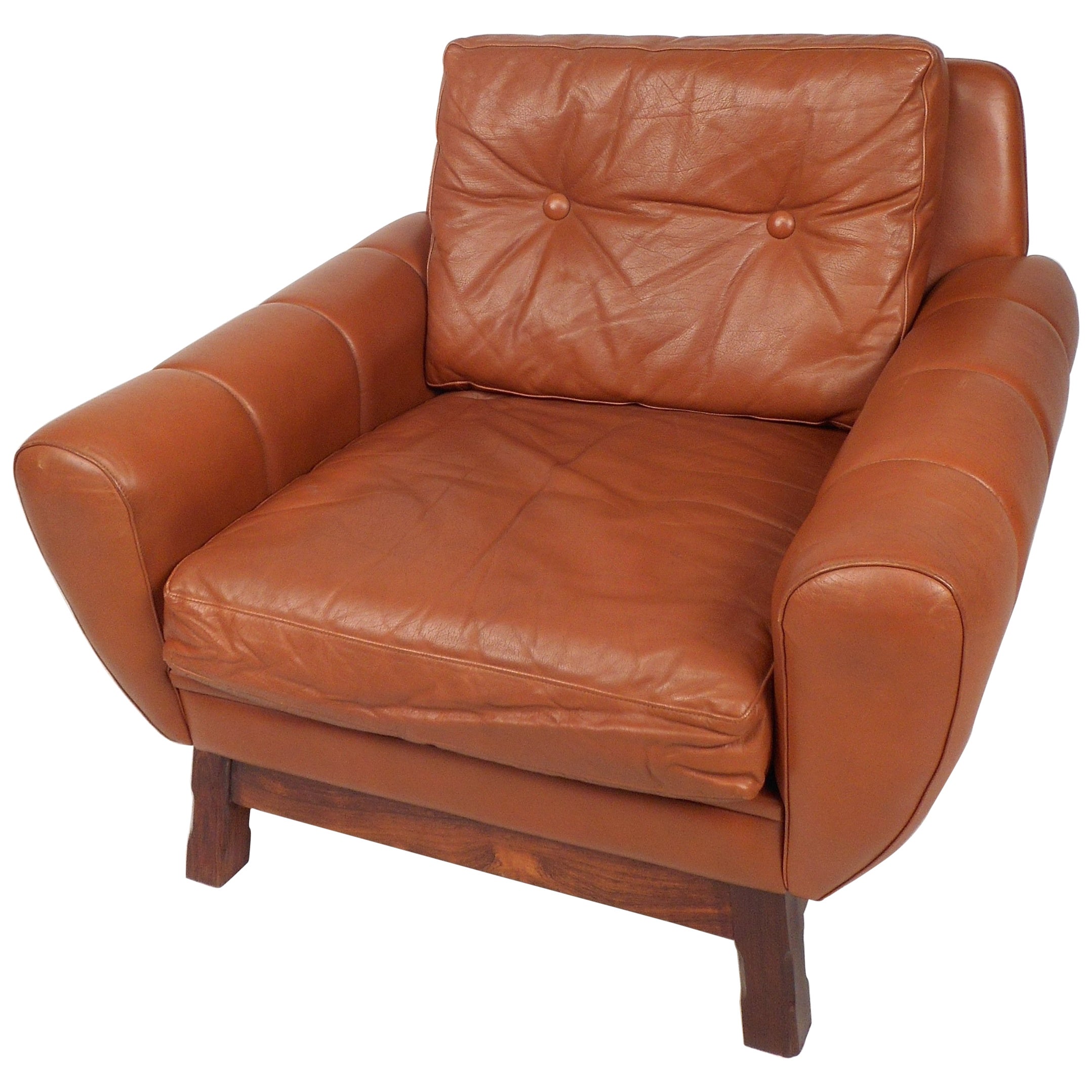 Danish Mid Century Modern Leather Recliner Lounge Chair at 1stDibs