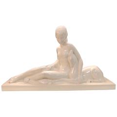 French Art Deco Ceramic Nude Sculpture