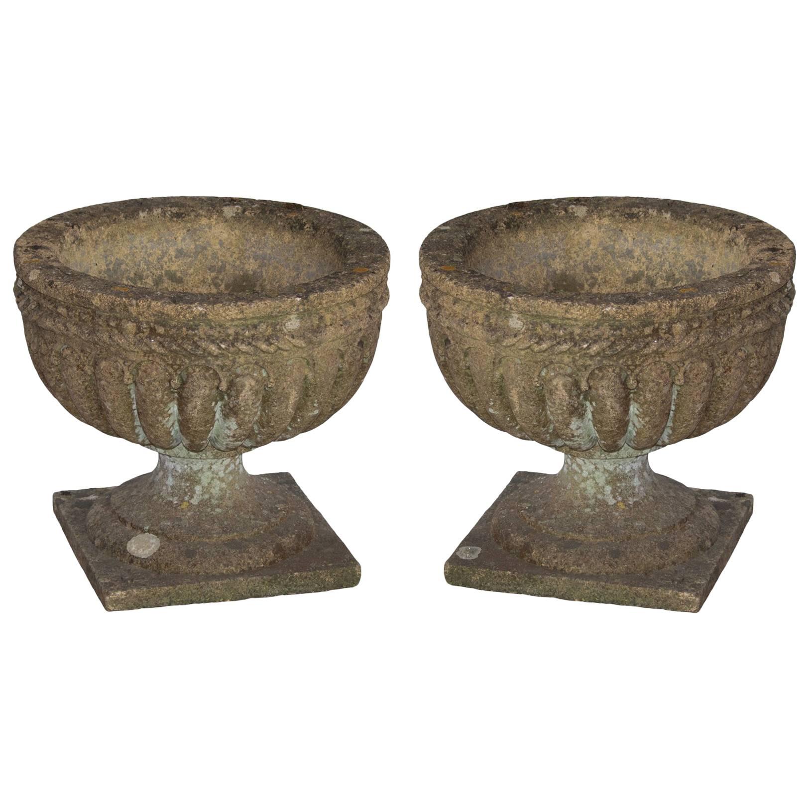 Pair of English Antique Stone Urns