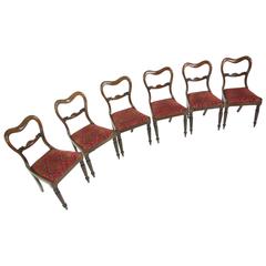 Six Antique Regency Dining Chairs with Carved Backs and Liftout Seats 3