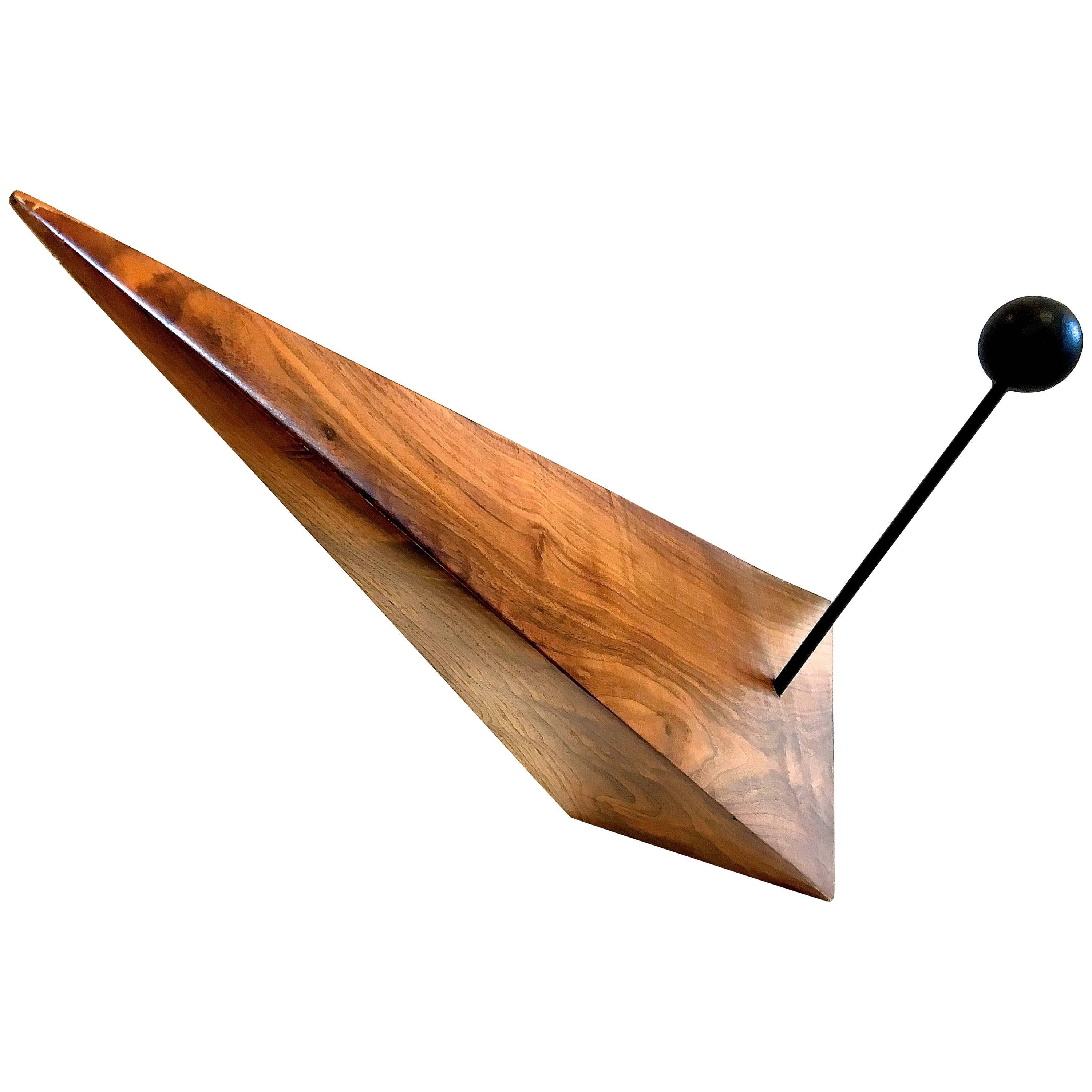 Sculpture "A Question of Balance" Solid Walnut and Iron For Sale