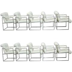 Set of Ten Chrome Thin-Line Armchairs by Milo Baughman for Thayer Coggin